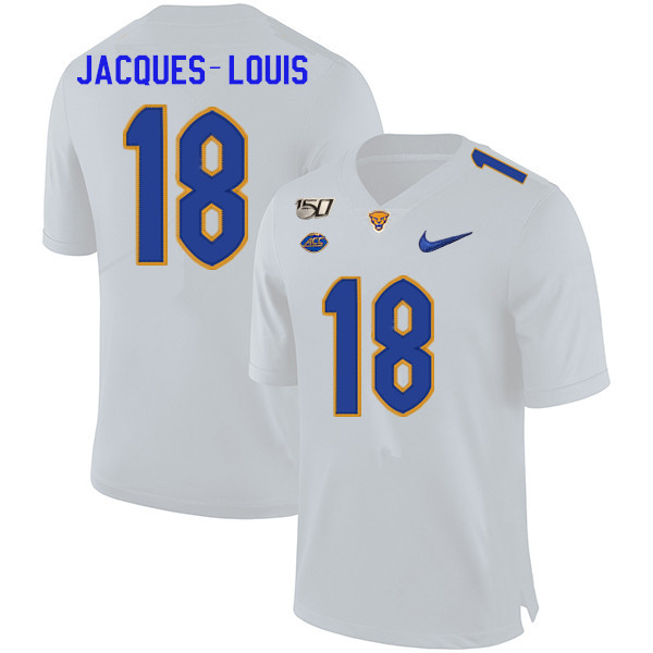 2019 Men #18 Shocky Jacques-Louis Pitt Panthers College Football Jerseys Sale-White